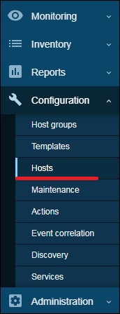 Zabbix 5 hosts menu