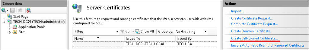 IIS Self-signed certificate IIS Self-signed certificate