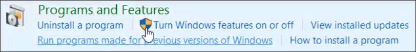Windows - Program and features Windows - Program and features
