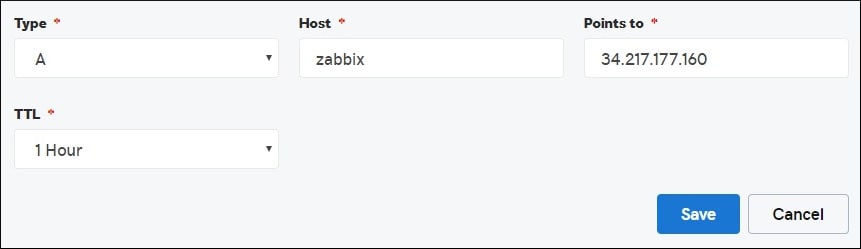 Zabbix virtual host dns