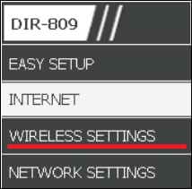 DIR809 Wireless settings