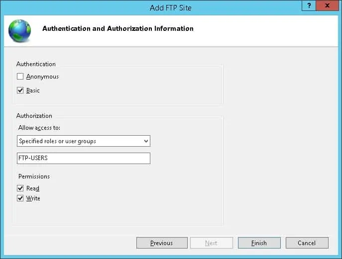 Windows - FTP Server authentication