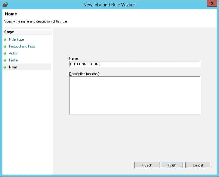 Windows - FTP server firewall description Windows - FTP server firewall description