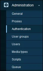 zabbix 5 authentication menu