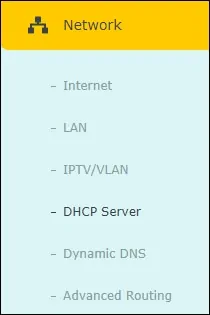 AC1200 - DHCP menu