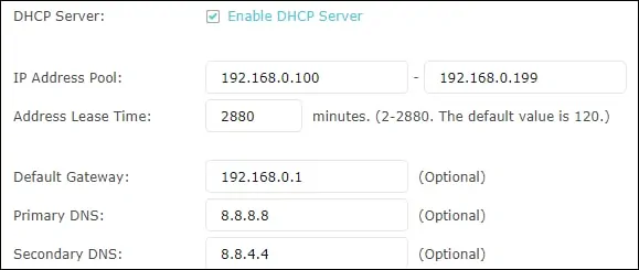 AC1200 - DHCP server configuration