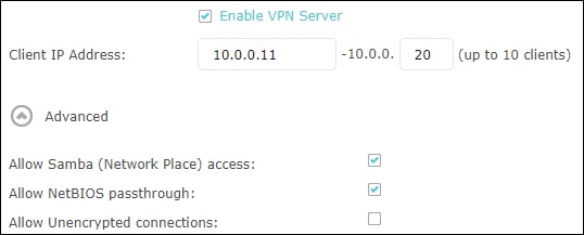 ARCHER C6 - VPN server configuration