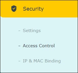 Archer ac1200 Security menu - MAC Archer ac1200 Security menu - MAC