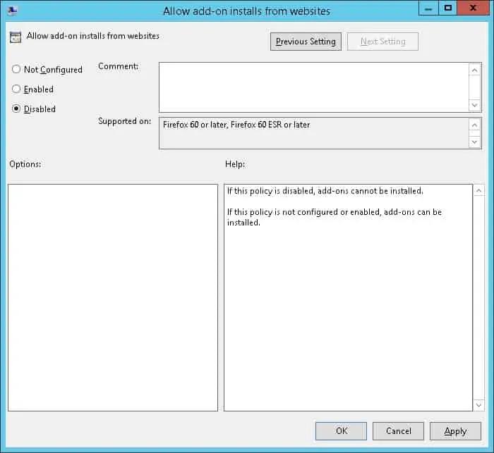 GPO - Block Addons installation Firefox