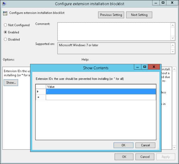 Tutorial GPO Disable installation of Google Chrome extensions