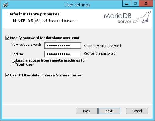 MariaDB Windows password