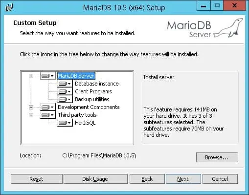 MariaDB server install Windows