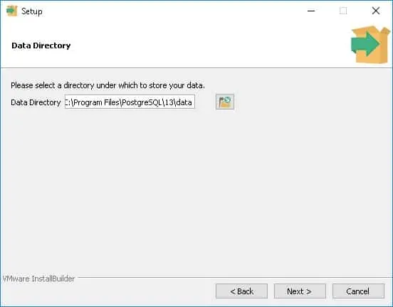 PostgreSQL Windows Data directory