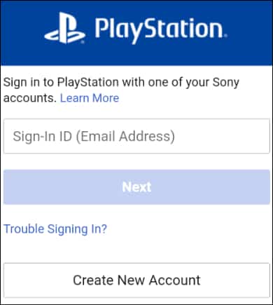 Android - PS Remote Play login