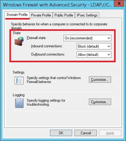 GPO Configure Firewall Windows