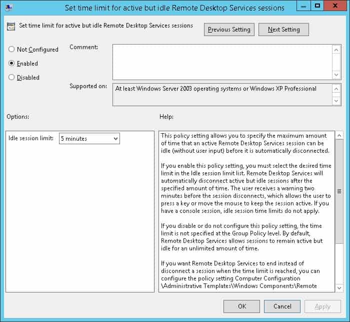 GPO - Disconnect remote desctop inactive session