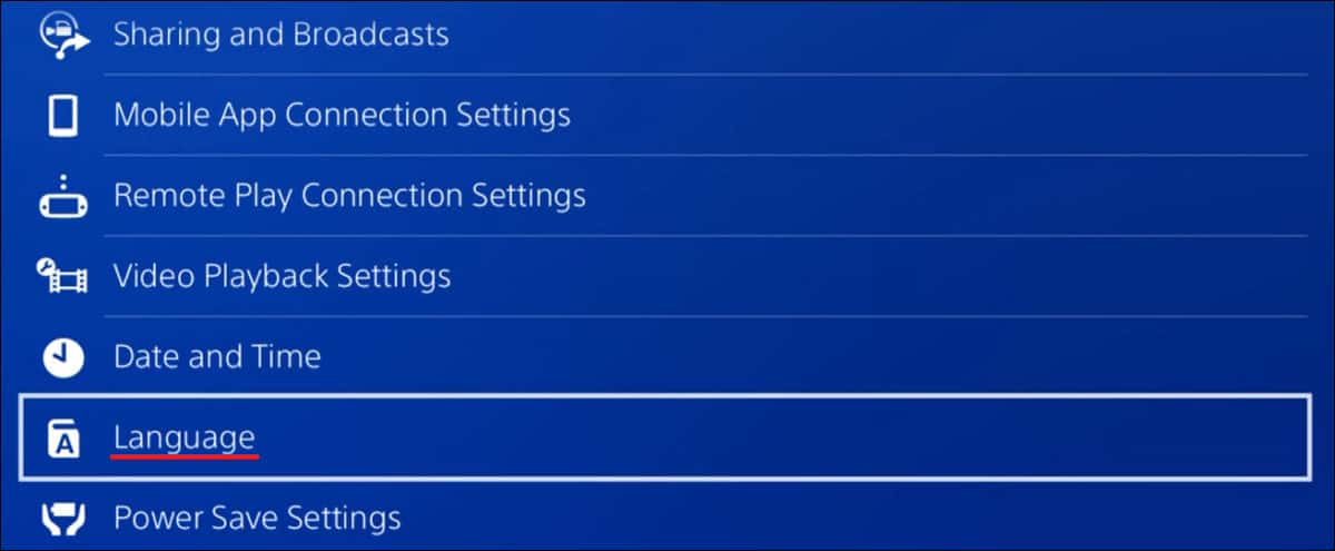 playstation 4 change language