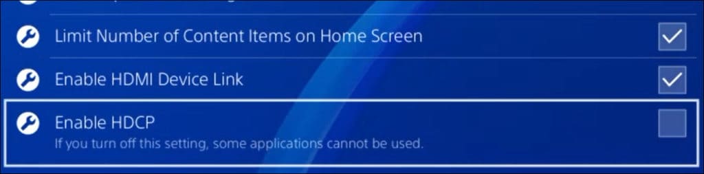 Playstation disable High-bandwidth Digital Content Protection