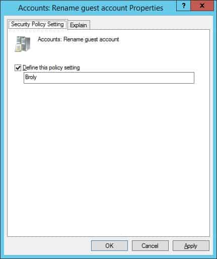 Rename guest account using GPO