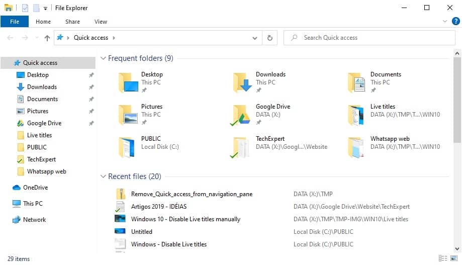 Windows 10 - Disable quick access - File explorer