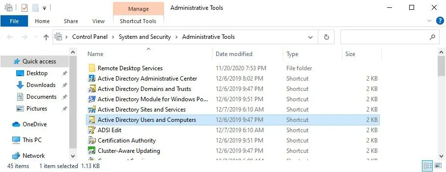 Windows 10 RSAT - Active directory users and computers