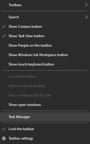 Windows - Task manager settings