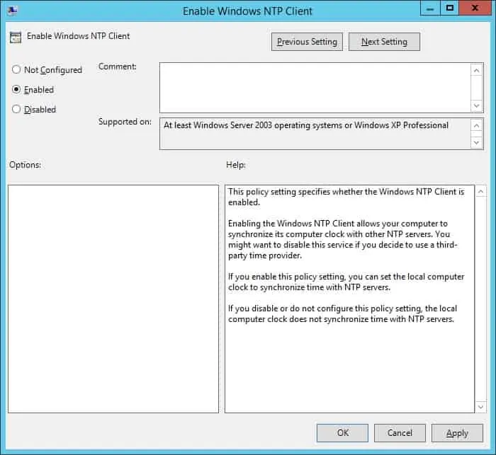 GPO - Enable Windows NTP client