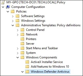 GPO - Windows defender configuration