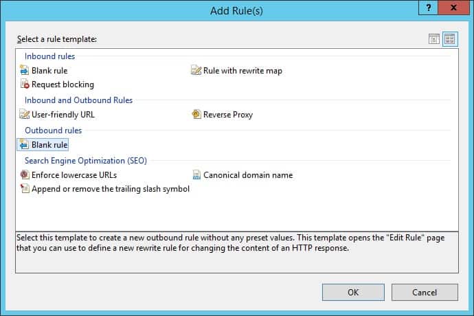 IIS - Blank outbound rule IIS - Blank outbound rule