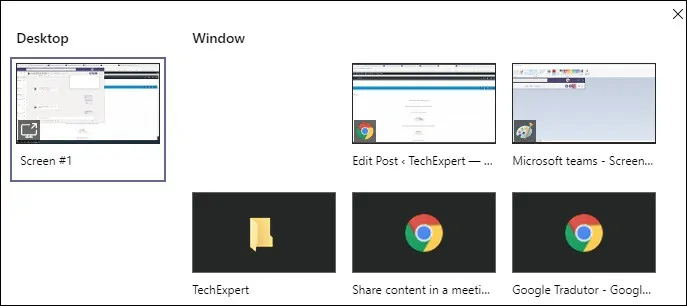 Microsoft teams - Share the computer screen