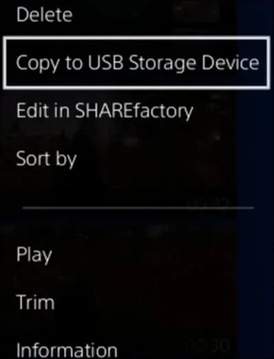 Playstation - copy gameplay video to USB storage device