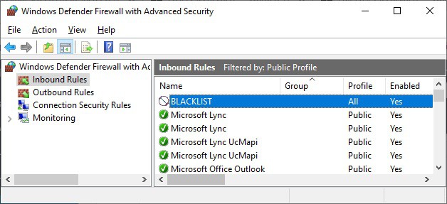 Windows - Block blacklist ip address