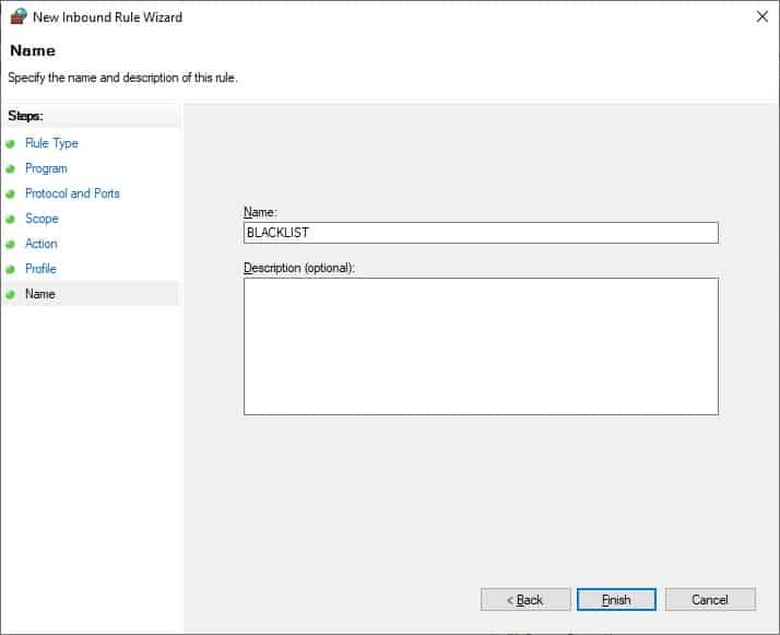 Windows firewall - Blacklist IP address