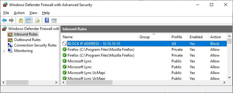 Windows firewall - Block IP address using Command-line