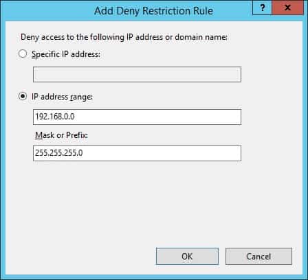 IIS IP address network - Deny access IIS IP address network - Deny access