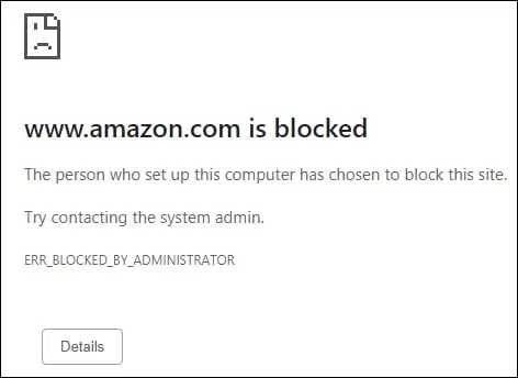 Google Chrome - Blocked website