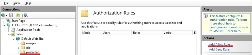 IIS - Add authorizarion rule