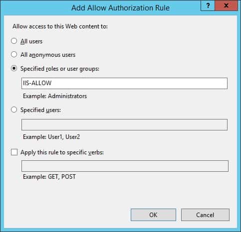 IIS - Add authorization rule