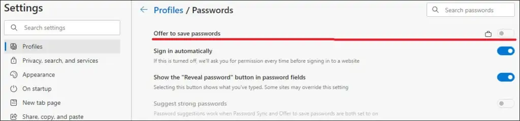 GPO Microsoft Edge - Disable saved passwords