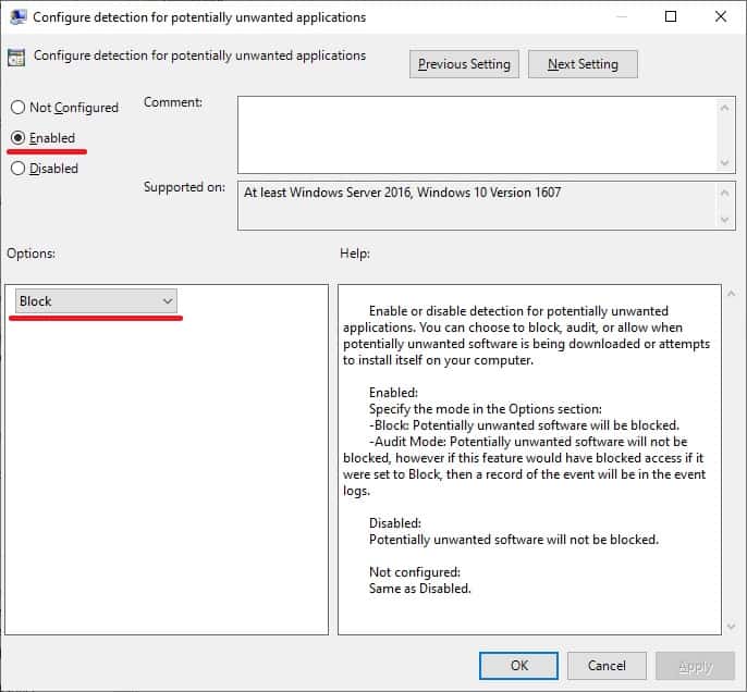 Tutorial GPO - Enable the Windows Defender reputation based protection