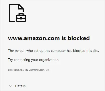 Microsoft Edge - Blocked website