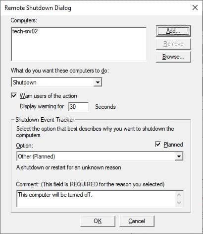 Windows - Shutdown Graphic interface