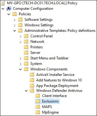 GPO - Configure Windows Defender Exclusions