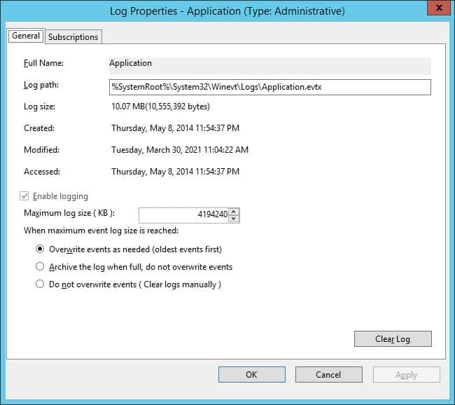 GPO - Event viewer log size