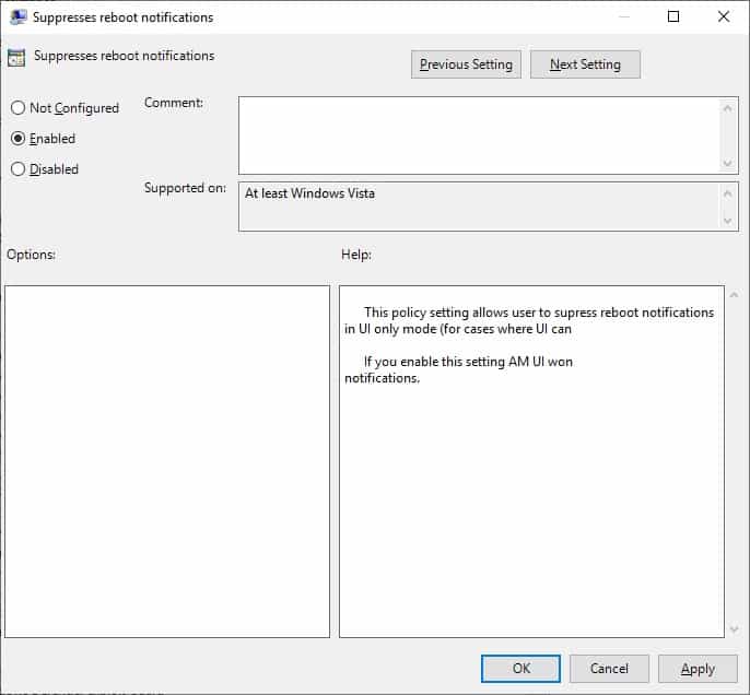 GPO - Windows defender suppress reboot notifications