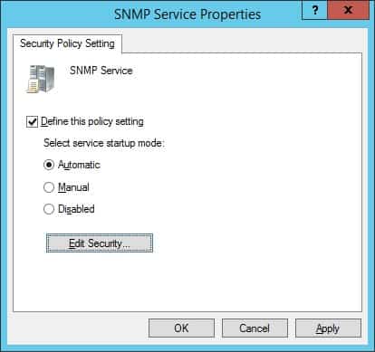 Gpo Configure Windows service SNMP