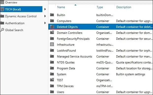 Active Directory - Deleted Objects