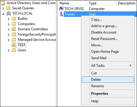 Active directory - Recover deleted user account