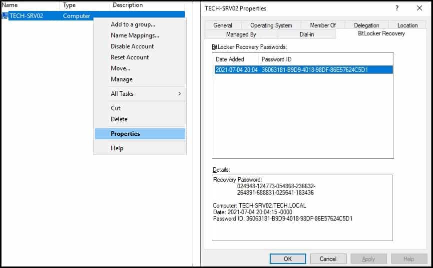 Delegation access - Bitlocker recovery key Delegation access - Bitlocker recovery key