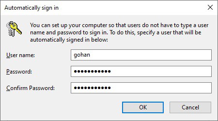 Windows 10 - Automatic login